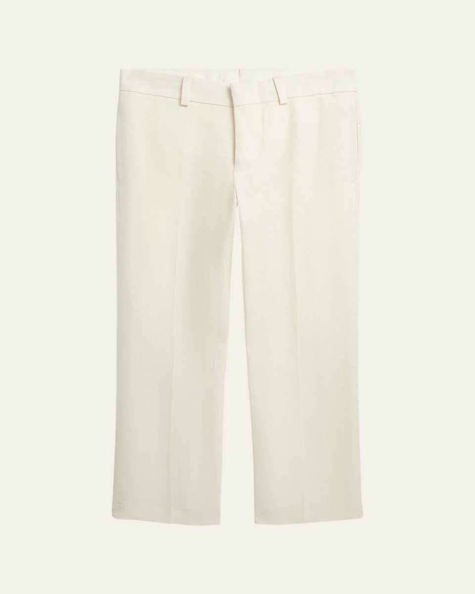 Boy's Solid Linen Tailored Trousers, Size 4-7
